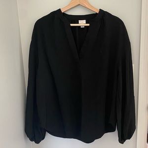 Large, Black V-Neck Cut Blouse — Never Worn!